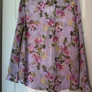 Kut from the Kloth Purple Floral A-Line Skirt